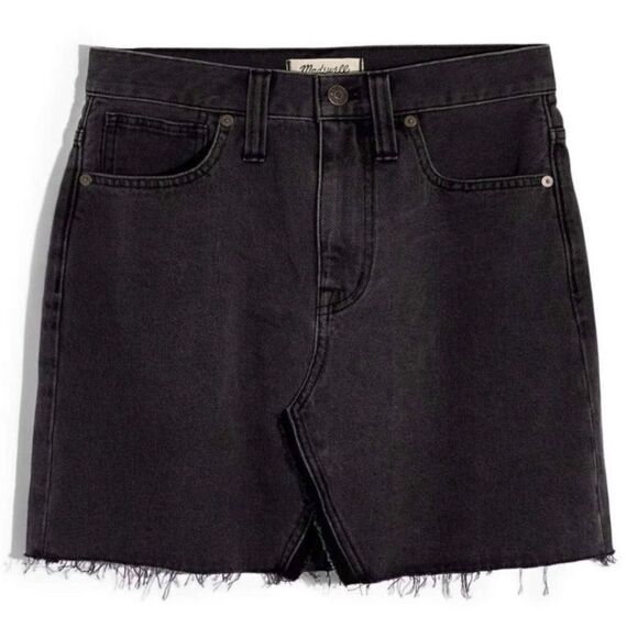 Madewell Rigid denim aline mini black skirt 32 - Picture 7 of 8